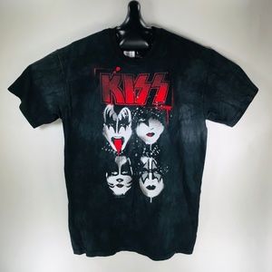 KISS Liquid Blue 2013 Tie Dye Gray Black T-Shirt L